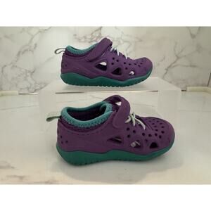 Crocs Kids' Swiftwater Play Shoe Purple and Teal, Size C6, Pre-owned Excellent